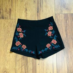 Embroidered Black Shorts